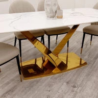 Aurora Gold 1.8 Dining Table – Contemporary Glamour with a Sculptural Twist