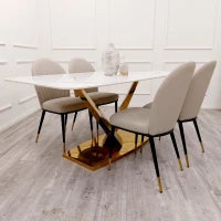 Aurora Gold 1.8 Dining Table – Contemporary Glamour with a Sculptural Twist