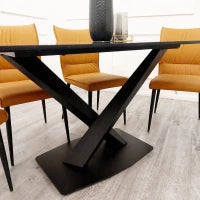Mira 1.6m Black Dining Table – Sleek Design with a Luxe Stone Finish
