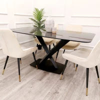 Mira 1.6m Black Dining Table – Sleek Design with a Luxe Stone Finish