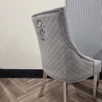 Rhea Chrome Velvet Dining Chair