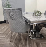 Rhea Chrome Velvet Dining Chair