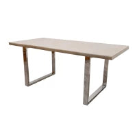 Willow Grove 1.8 Dining Table – Light Wood Elegance with a Chrome Twist
